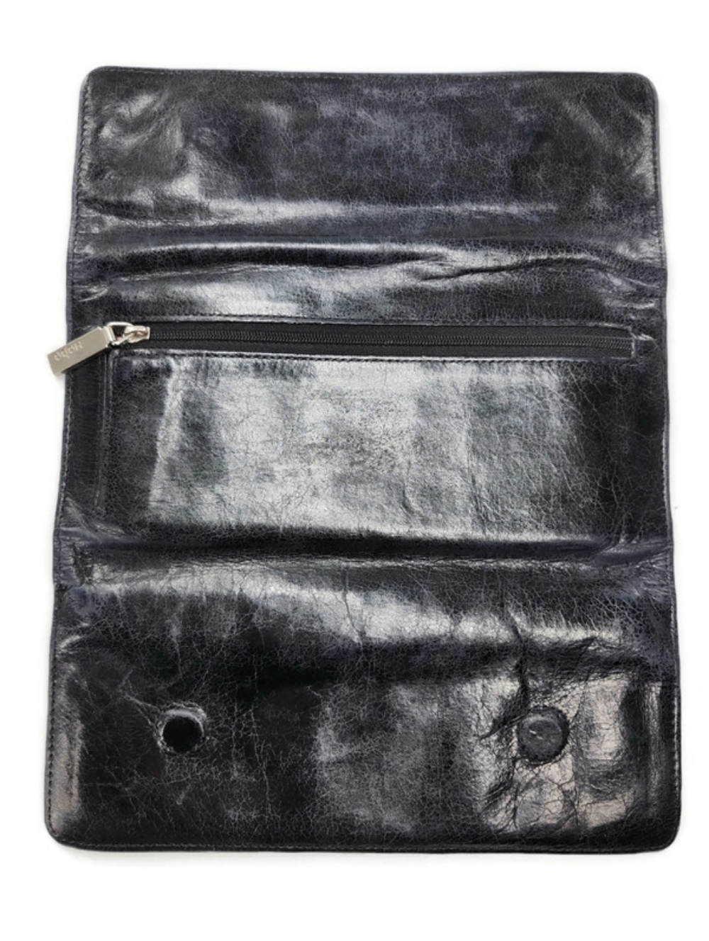 HOBO Sadie International Black Distressed Leather Tri-Fold Key Chain Wallet - Picture 8 of 14